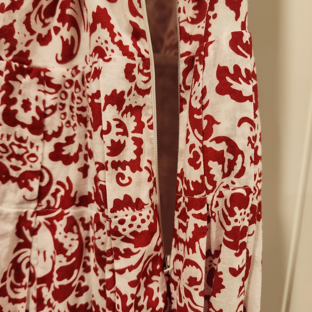 Lapis Anthropologie Floral Cotton Fit Flare Dress Large Boho V Neck Cottage - Picture 8 of 10